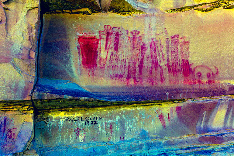 Faded Barrier Canyon paintings after DStretch
