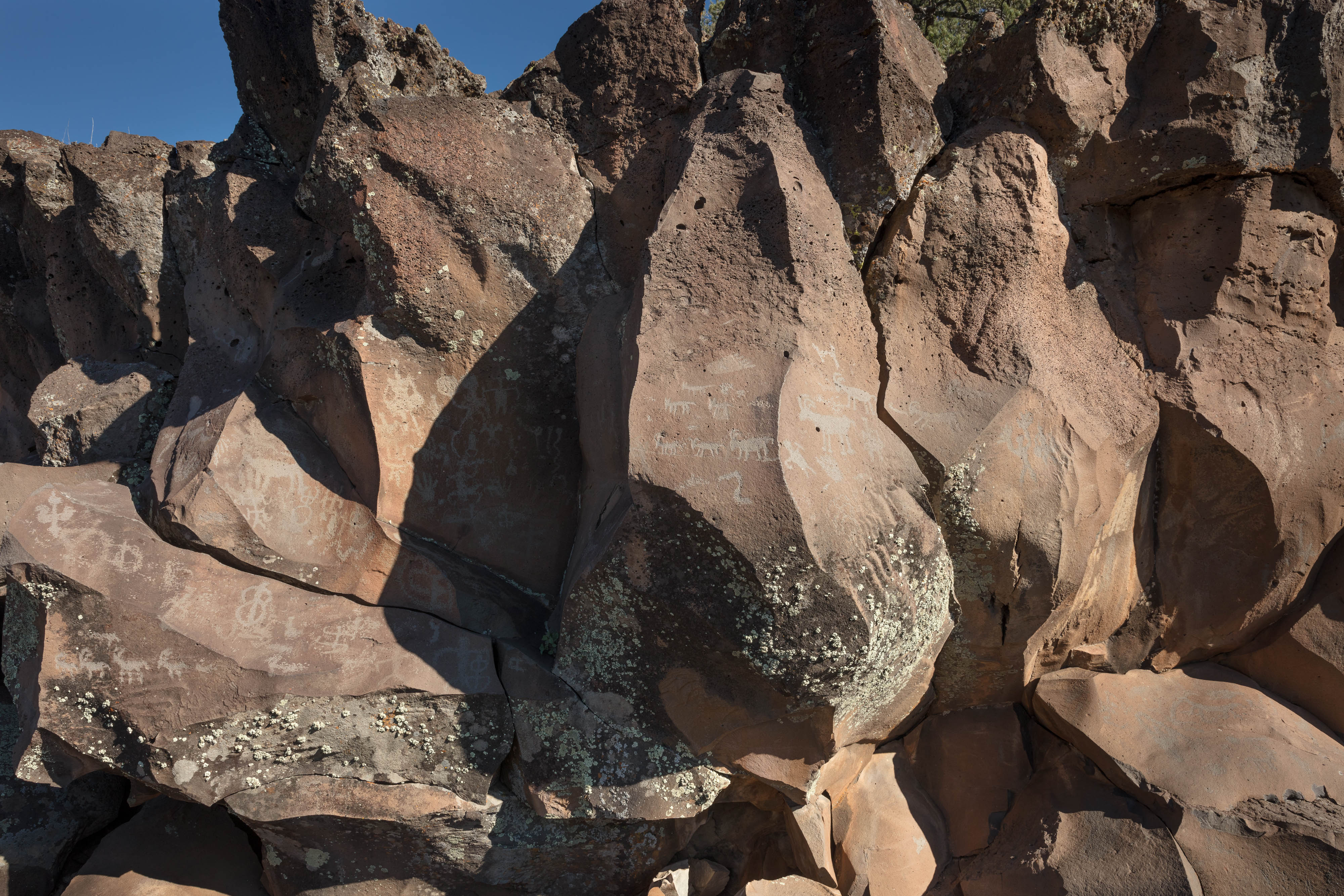 A petroglyph panel in Namapweap Canyon