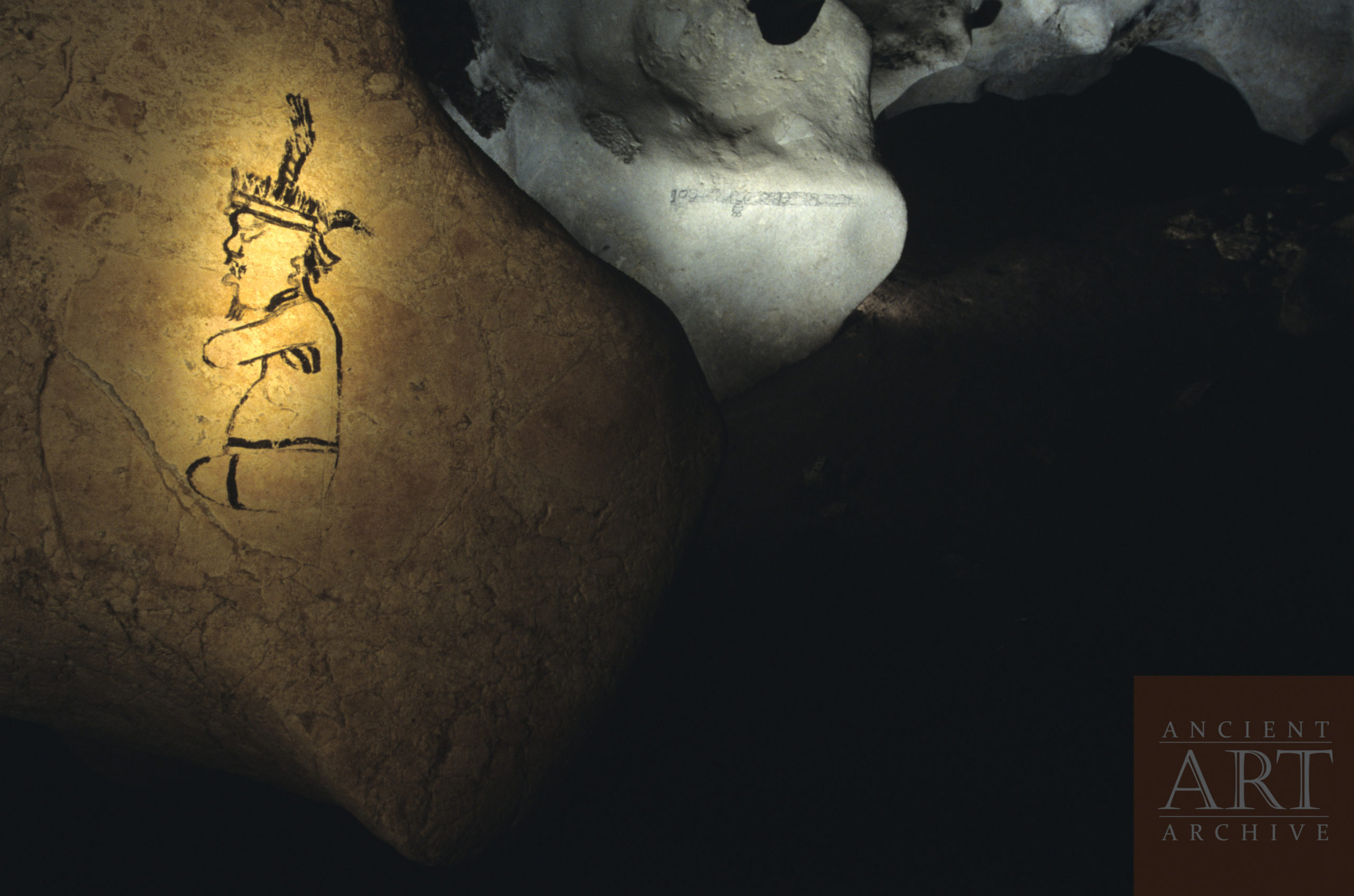 Maya painting in Naj Tunich cave